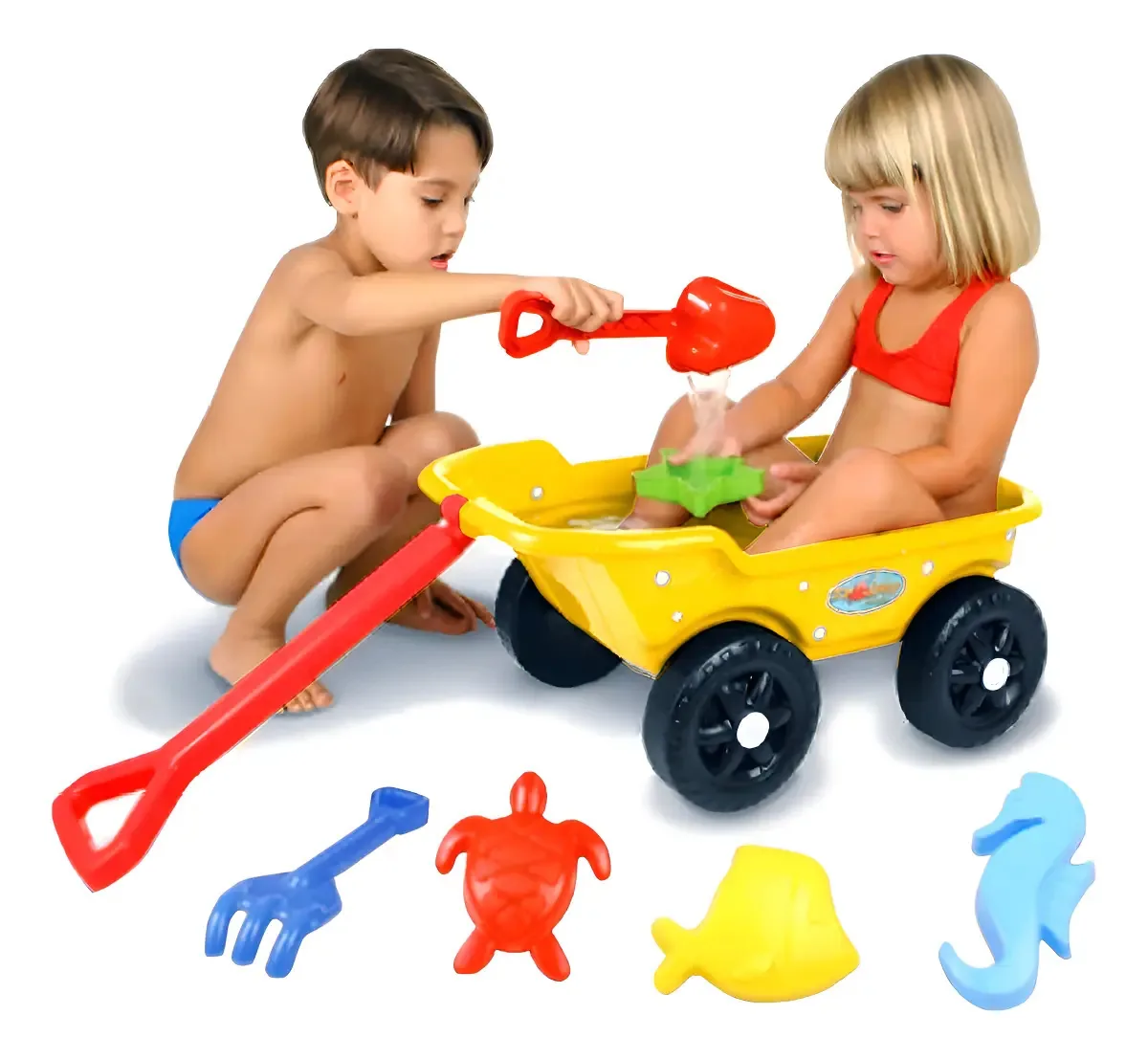 Carrinho Infantil De Puxar Trolley Praia Com Acessórios