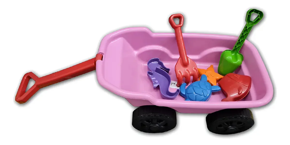 Carrinho De Praia Trolley Infantil Com Acessórios E Adesivos
