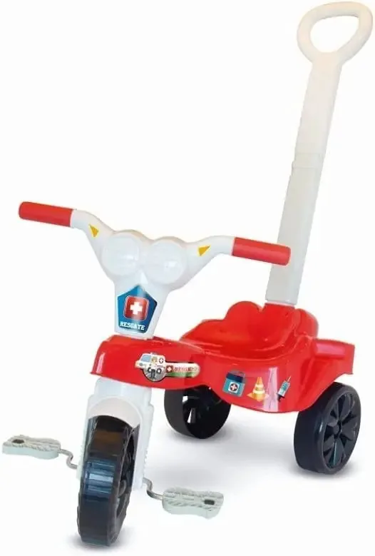 Triciclo Infantil Kepler Velotrol Linha Bombeiros Com Empurrador