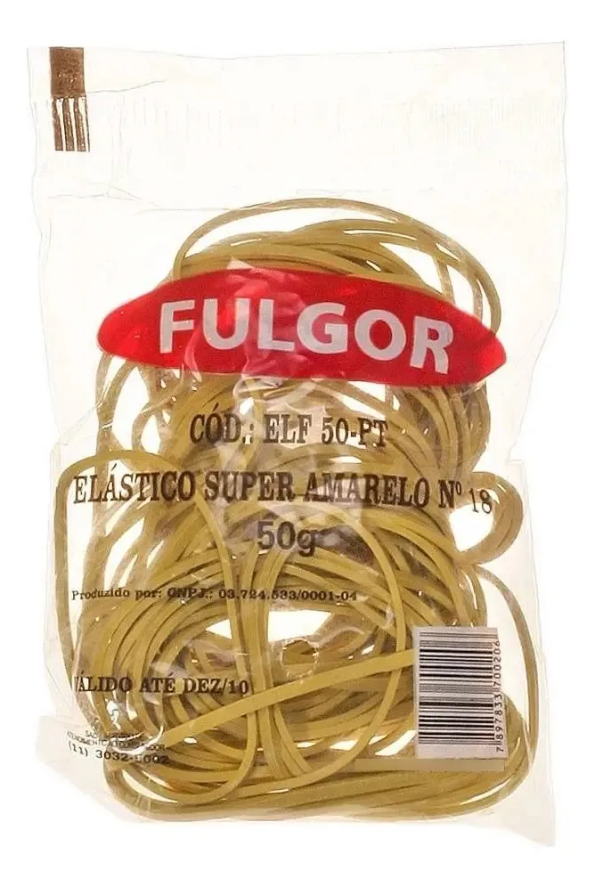 Elástico Amarelo 8cm 0.2cm 1.5mm 50g Saco Fulgor 55 Unidades
