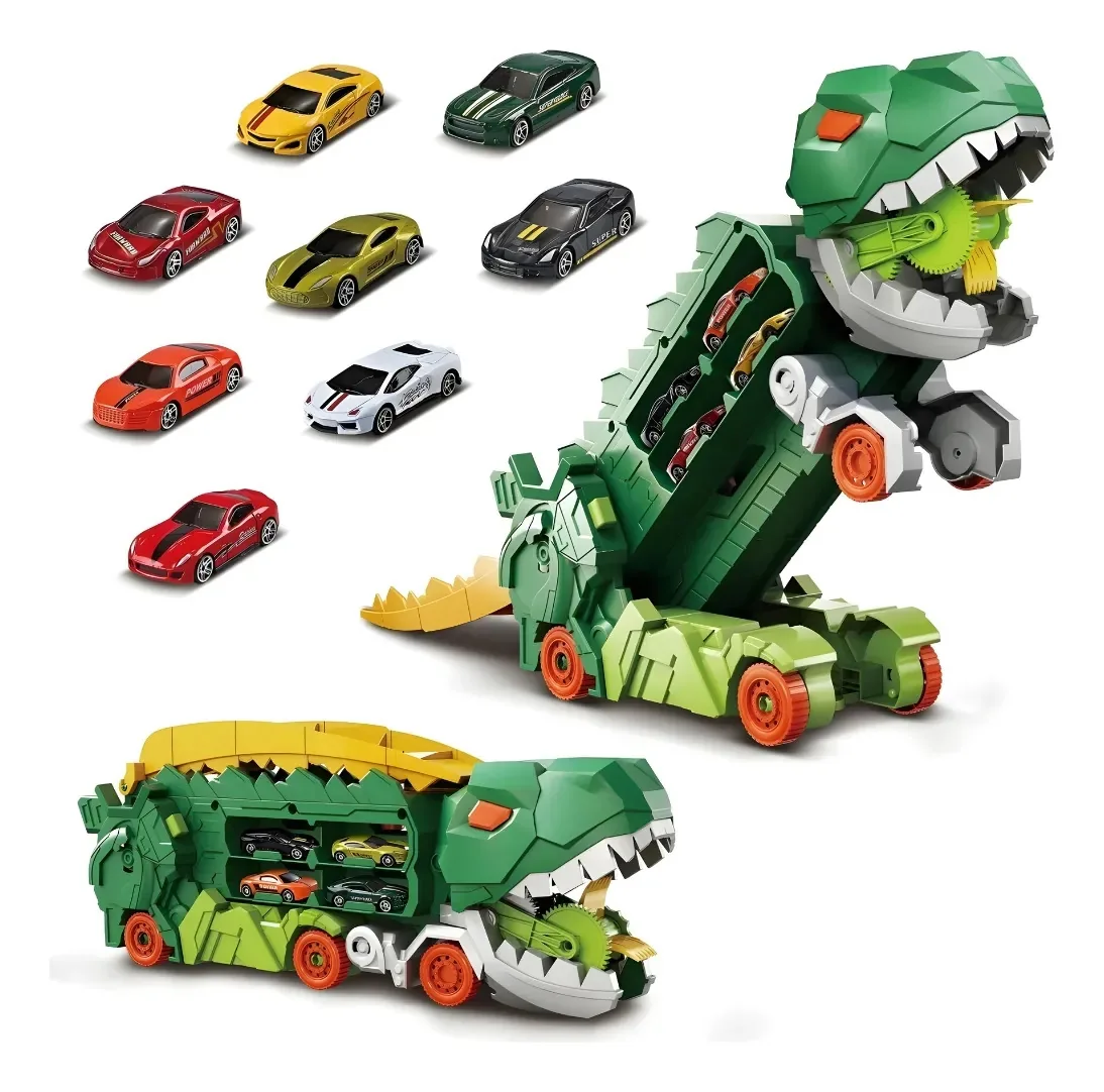 Brinquedo Caminhão Dino Truck Pista 4 Carros Verde Infantil Verde