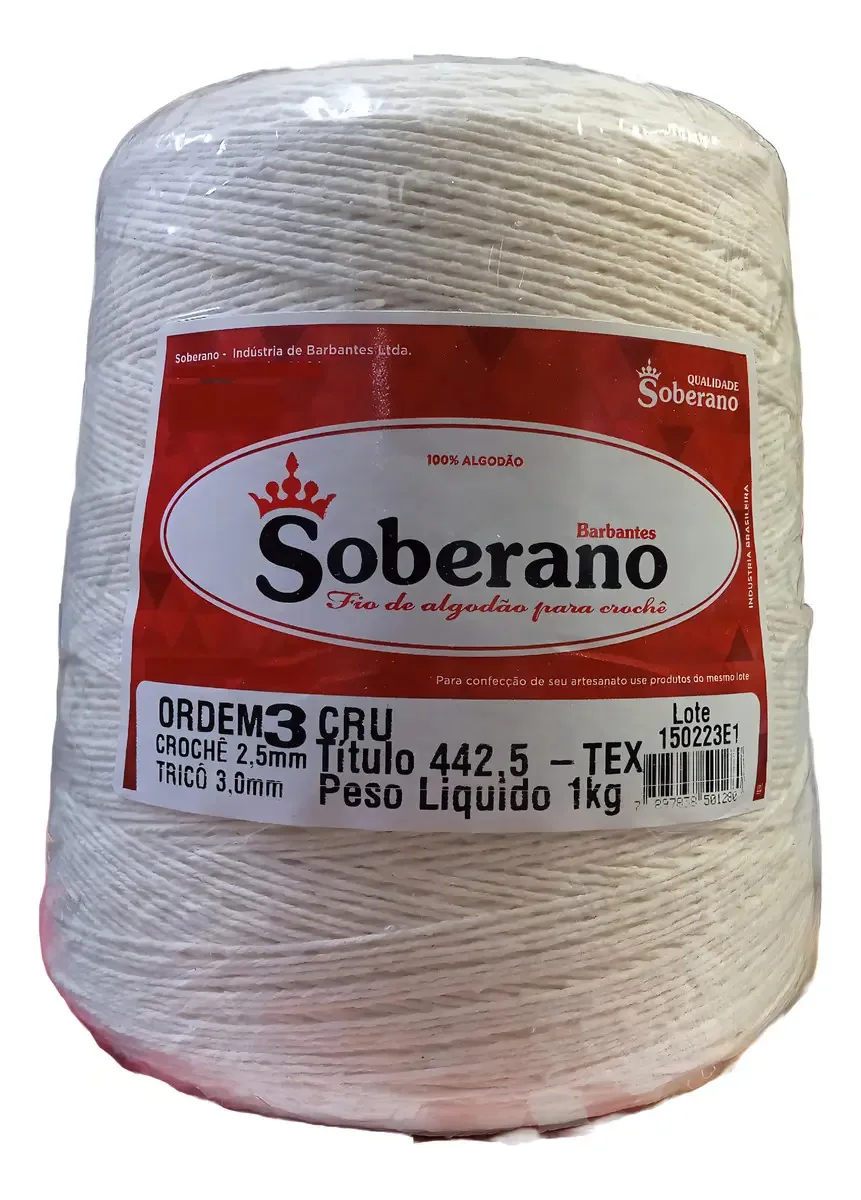 Linha Soberano Barbante Cru Em Cone 1kg