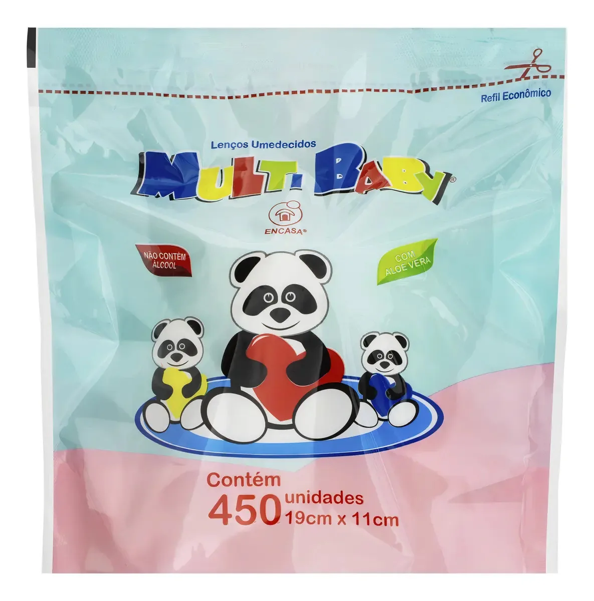 Toalhas umedecidas Encasa Multi Baby Aloe vera em sachê 450 u