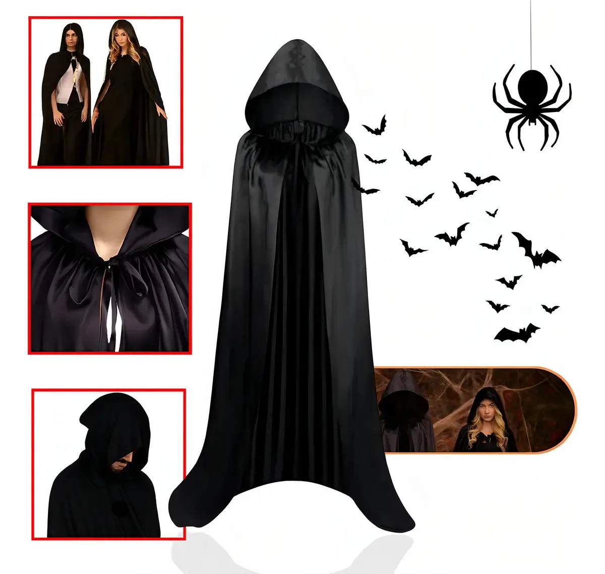 Capa De Bruxa Vampiro Drácula Halloween Capuz Adulto Luxo Marca Sambalelê Artigos Para Festas E Descartáveis