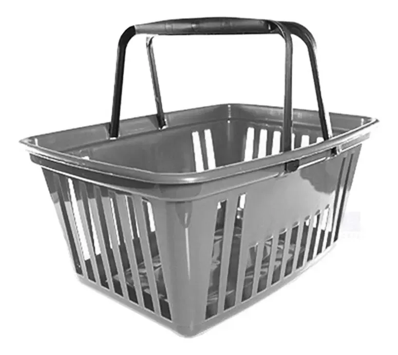 Cesta De Grande C/ Alça Plástica Compras 21,4 Litros Cor Cinza