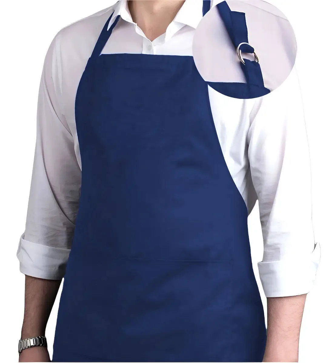 Kit 10 Aventais Oxford Uniforme Garçom Atacado Restaurante Cor Azul-marinho