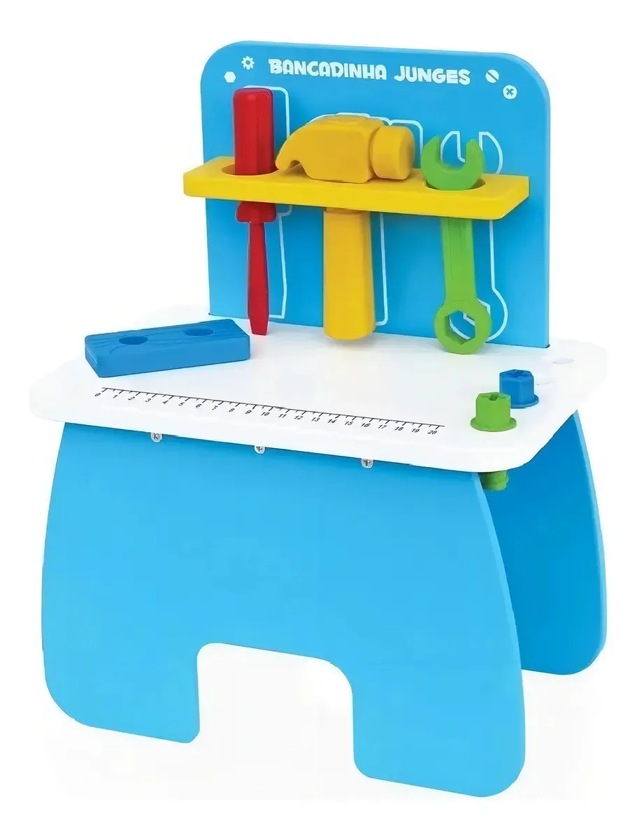 Bancada De Ferramentas Junges De Madeira, Brinquedo Educativo Para Crianças A Partir De 3 Anos
