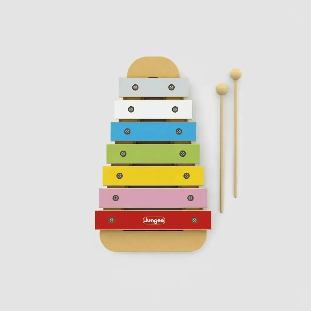 Xilofone Infantil Junges 7 Notas Madeira Com Baquetas Colorido