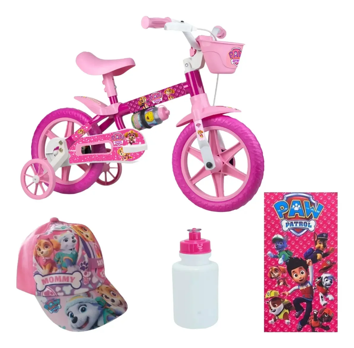 Bicicleta Patrulha Canina Skye Aro 12 Passeio - 4 Itens Cor Rosa Tamanho Do Quadro 12