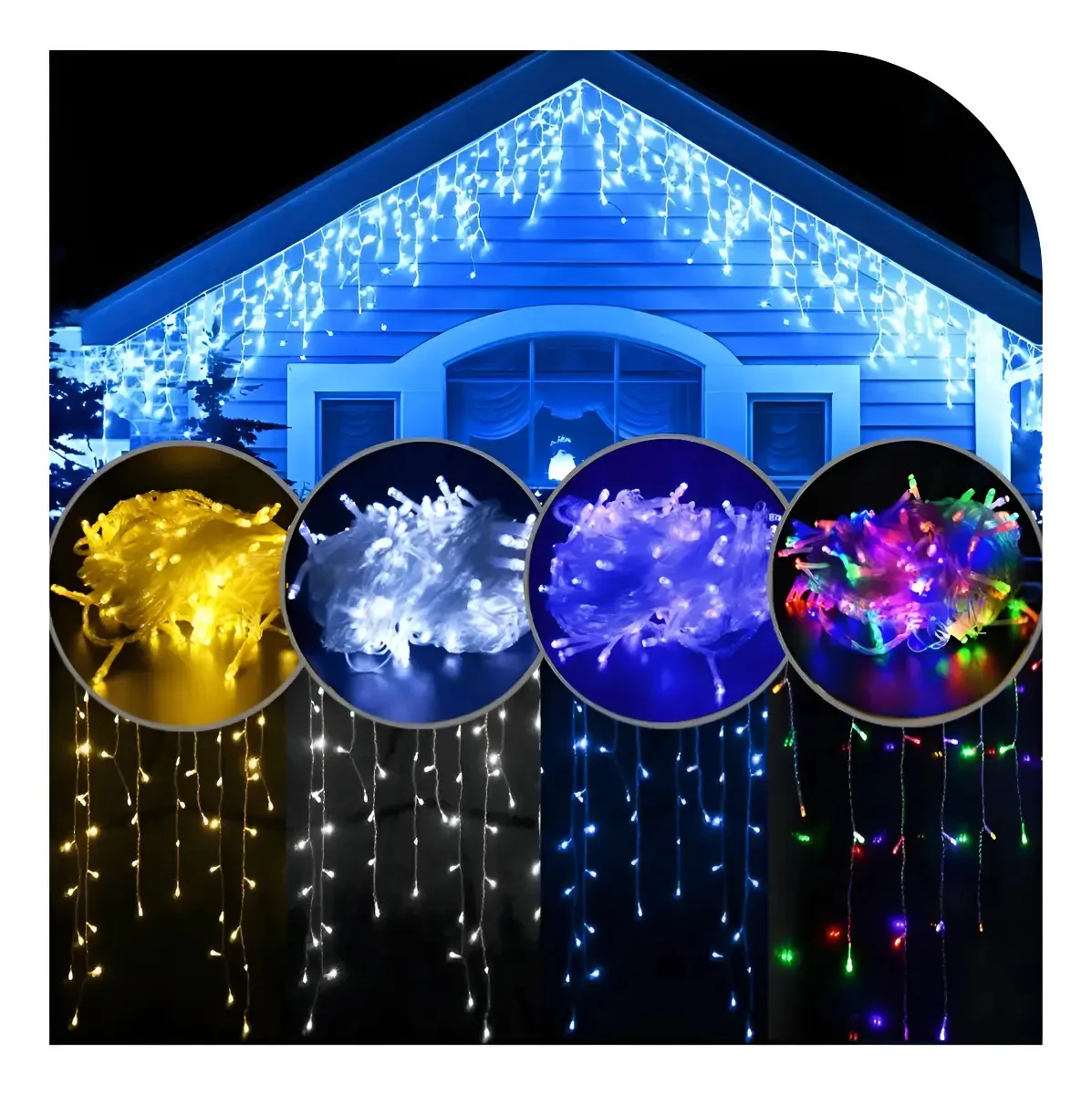 Cascata 400 Leds 10m Luzes Prova D'água 8 Funções Natal Decoração Blindada Marca Sambalelê Artigos Para Festas E Descartáveis Colorida 110v