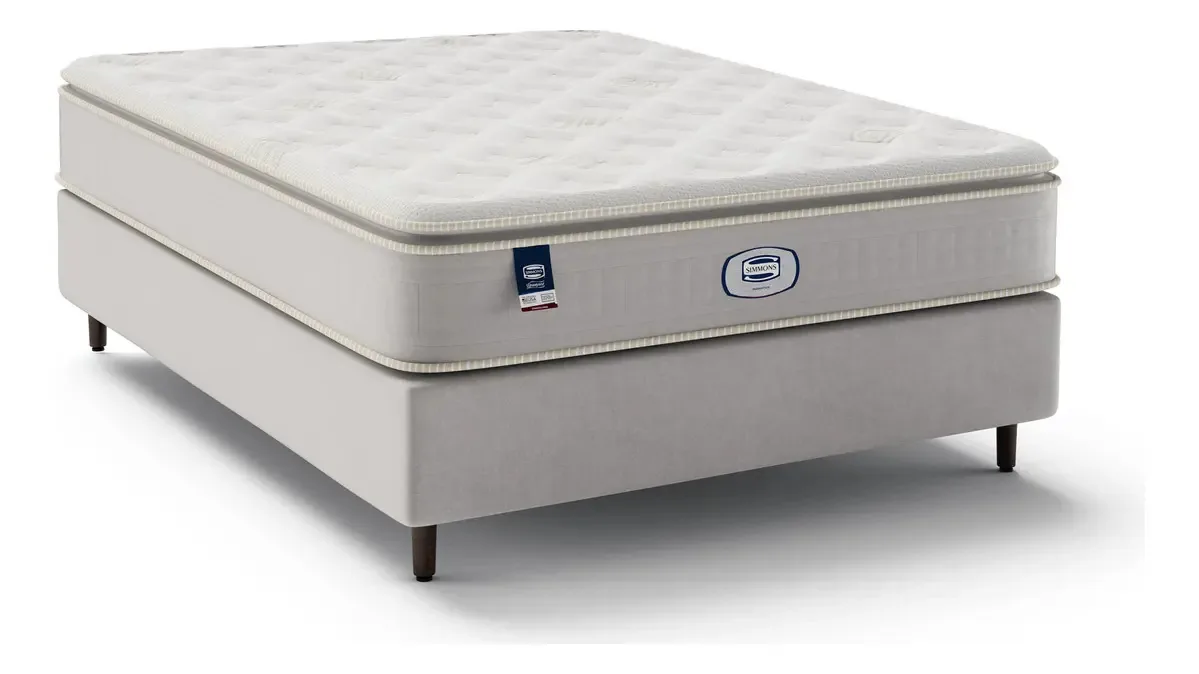 Cama Box Com Colchão Casal Simmons Manhatan Firme 138x188