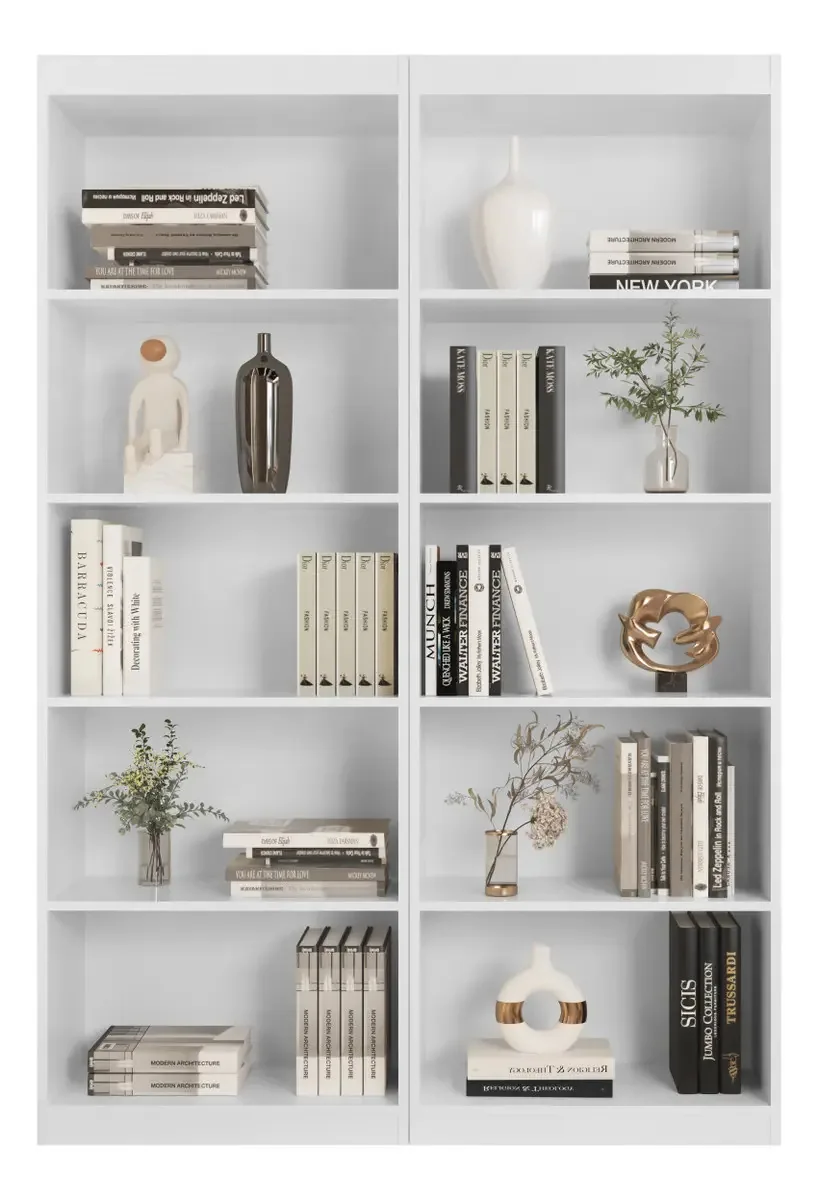 Comprelar Kit 2 Estantes Para Livros Escritorio Multiuso Moderna Livreiro Sala E Quarto Premium Com Prateleiras Cor Branco
