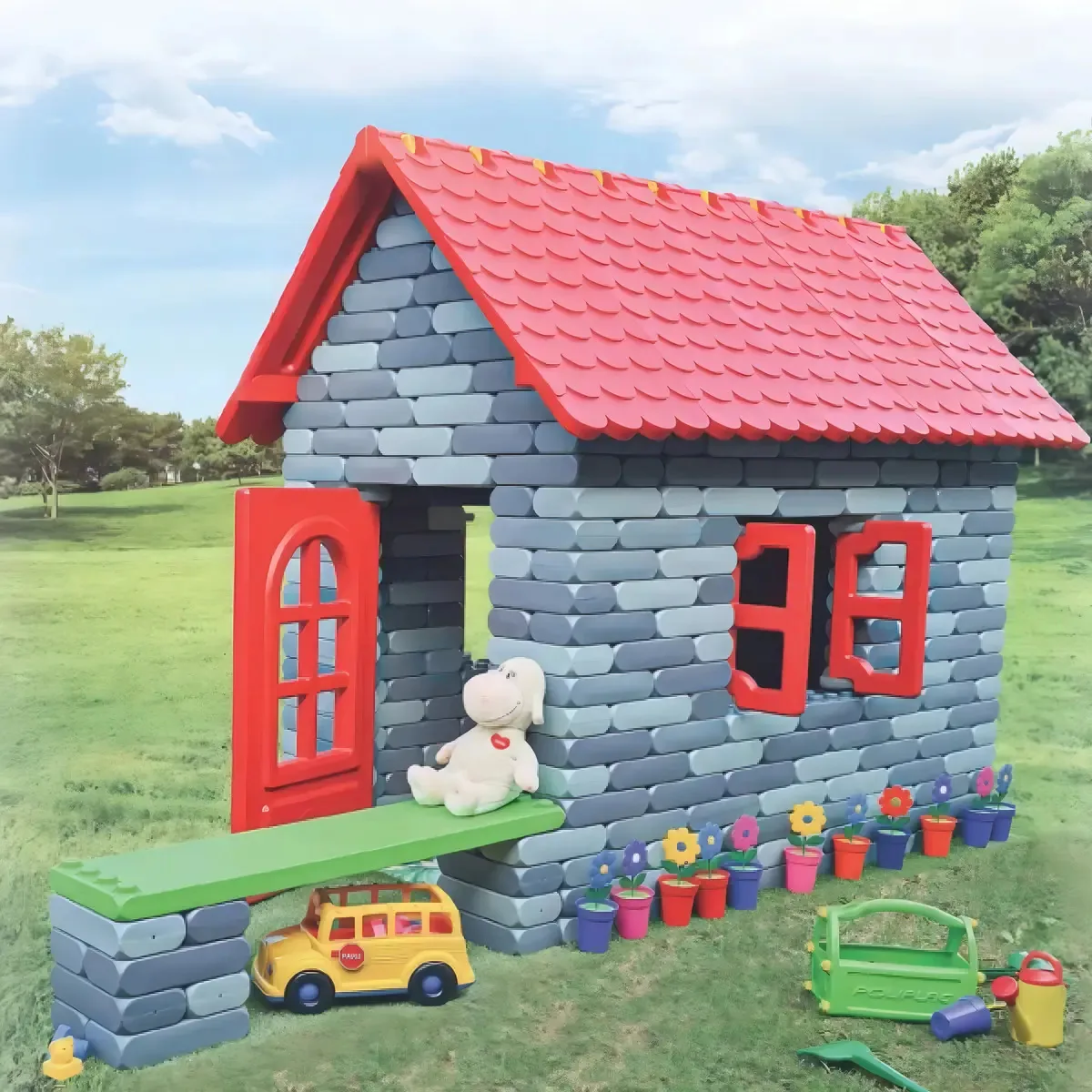 Blocos De Montar Polibloc Cinza 60 Peças Poliplac 8314