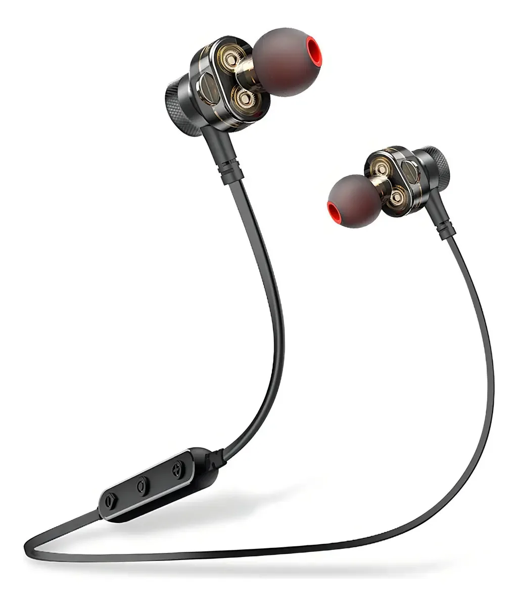 Fone De Ouvido Bluetooth Kaidi Sports Drivers Dual Dinâmico Cor Preto
