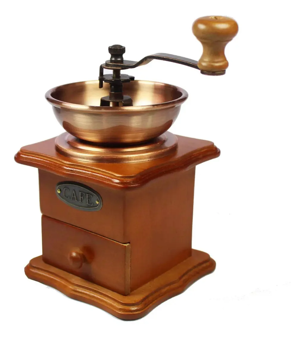 Moedor Manual De Cafe E Graos Em Madeira E Aço Carbono