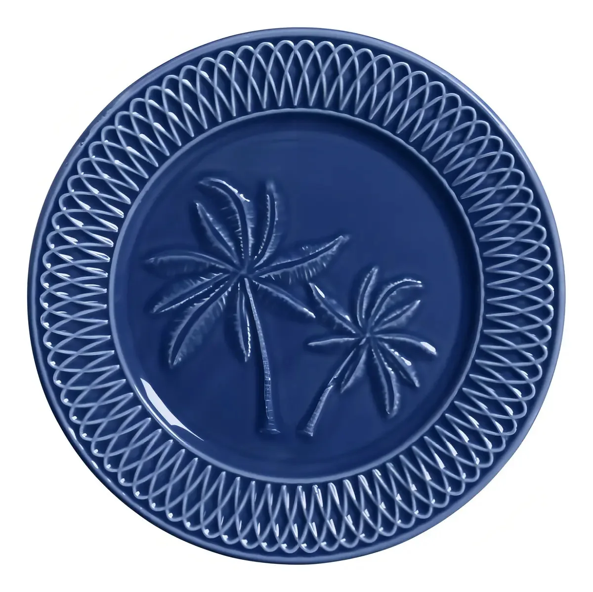 Conjunto Pratos De Sobremesa Palm Beach 2 Cor Azul 6 Pratos Scalla Cerâmica