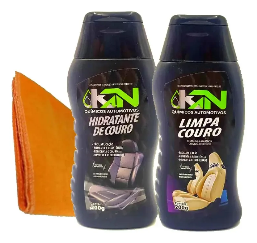 Kit Revitalizador Couro Carros Motos KN Automotivos Gel Brilhante 200ml