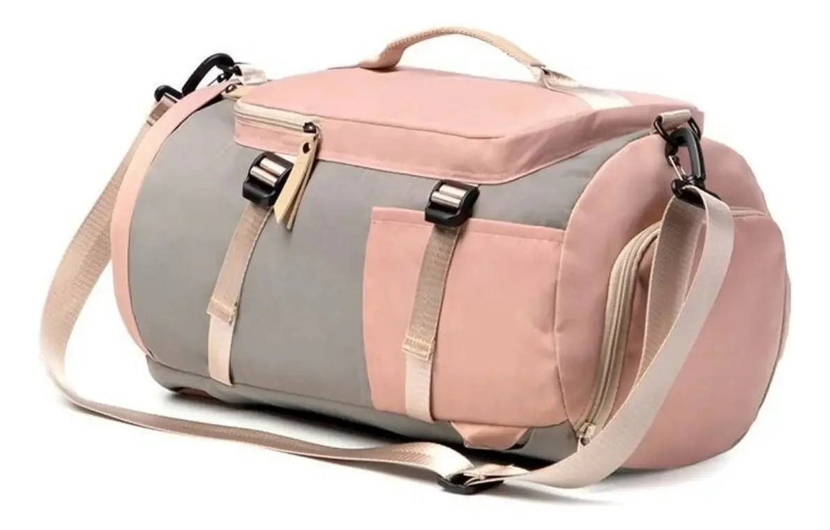 Bolsa Mala Mochila Bagagem Academia Viagem Feminina Grande Cor Rosa Lisa