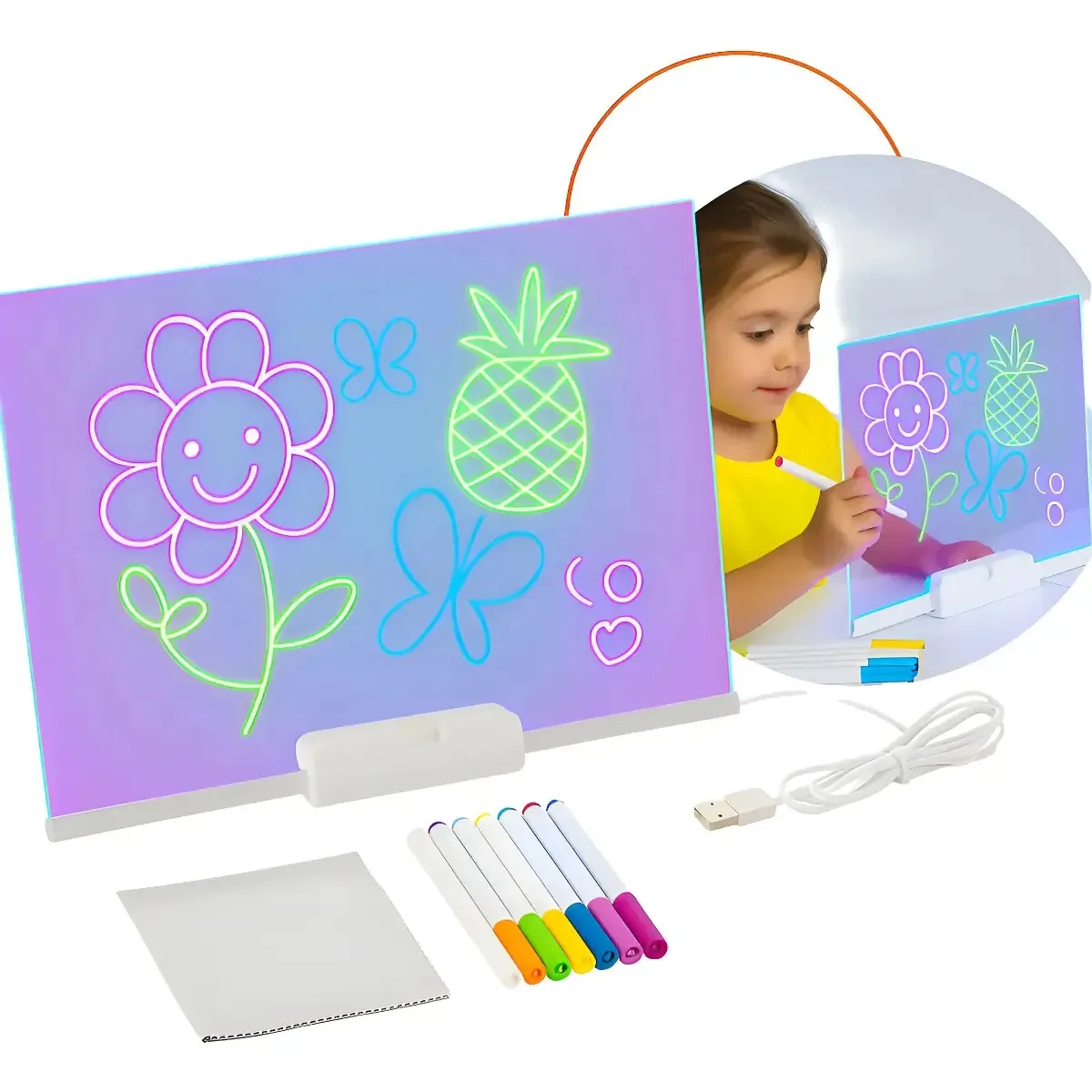 Luminaria Led De Escrever Com Caneta Lousa Quadro Mesa Anotações 3d De Escrever E Desenhar - Tipo Lousa Com Caneta Magica