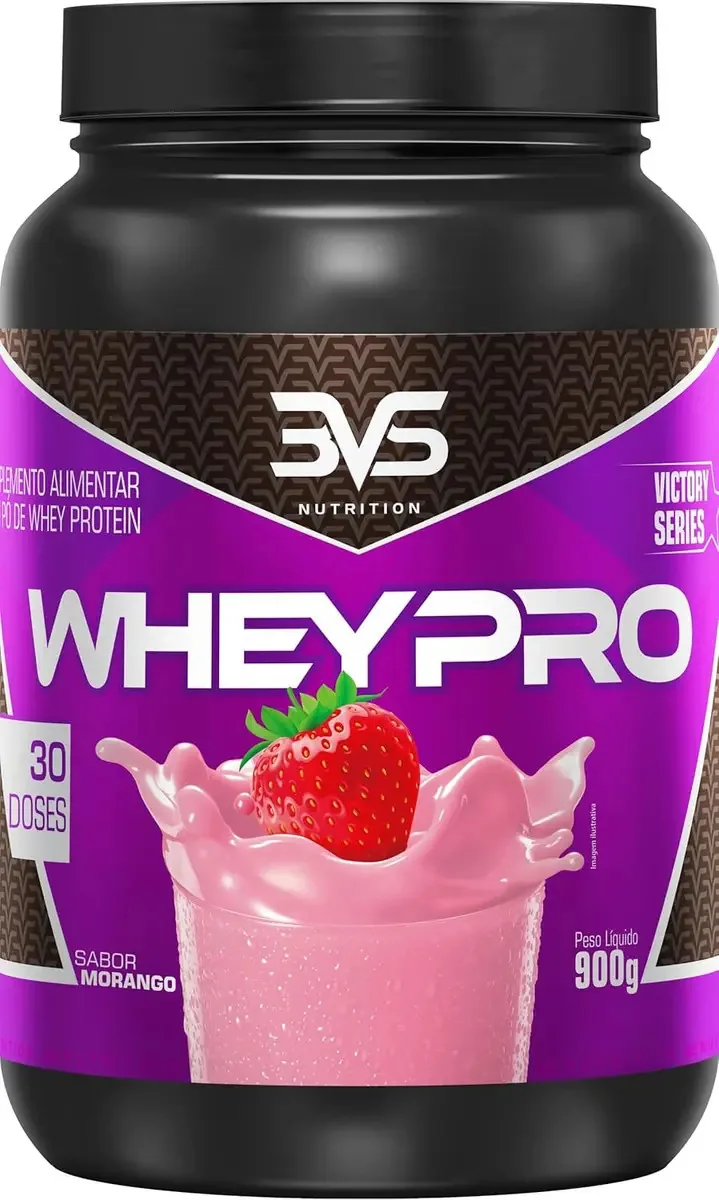 Whey Protein Concentrado 900g Sabor: Morango - Fórmula Avançada Com Insumos Importados