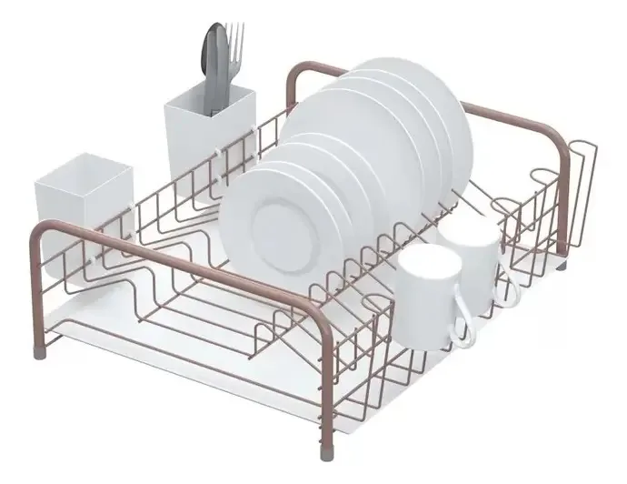 Escorredor Com Bandeja Stolf Firezene - Cobre E Branco