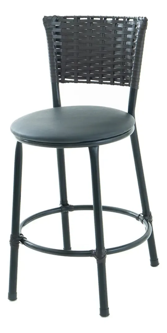 Banqueta Baixa Junco Tabaco Estilo E Conforto Cor Preto