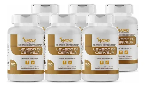 Kit Com 6 - Levedo De Cerveja 90 Comprimidos 1000mg Nataly