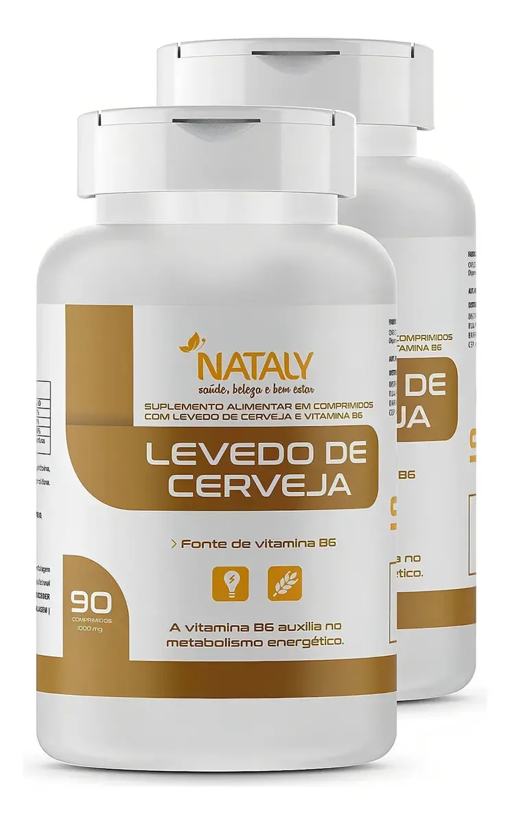 Kit Com 2 - Levedo De Cerveja 90 Comprimidos 1000mg Nataly