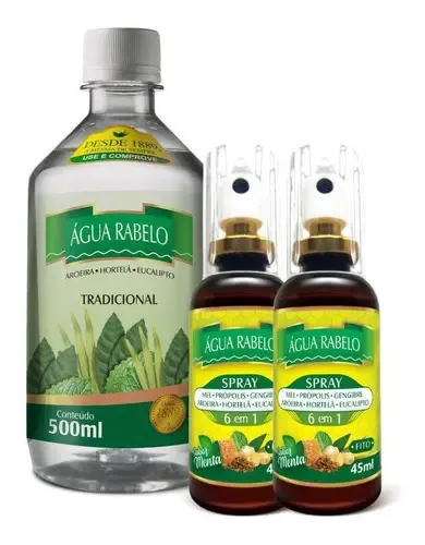 Kit Água Rabelo Tradicional 500ml +2 Sprays 6 Em 1