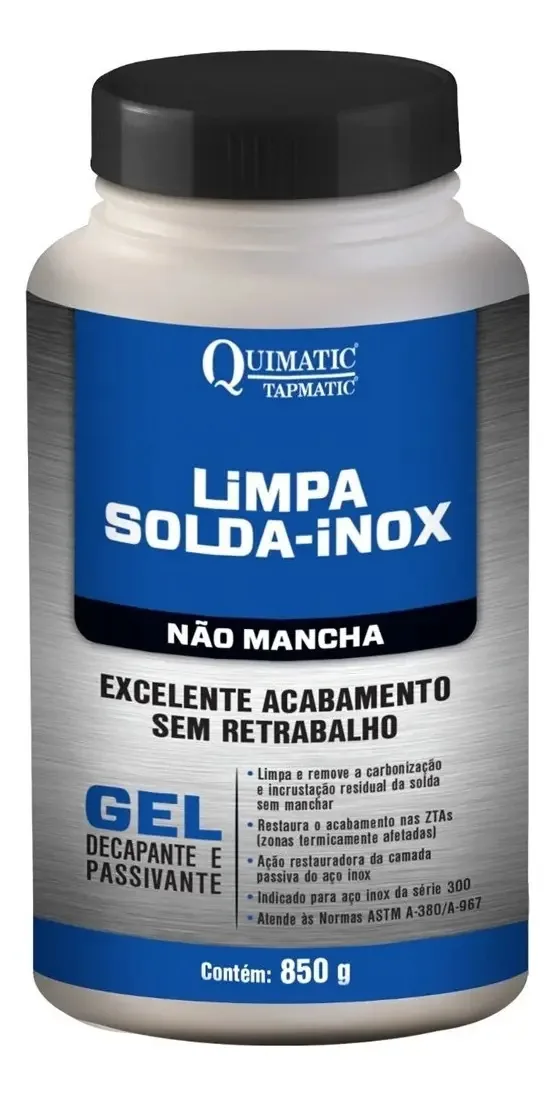 Limpa Solda Inox Não Mancha Gel Tapmatic LS1 850g Remoção Carbonização