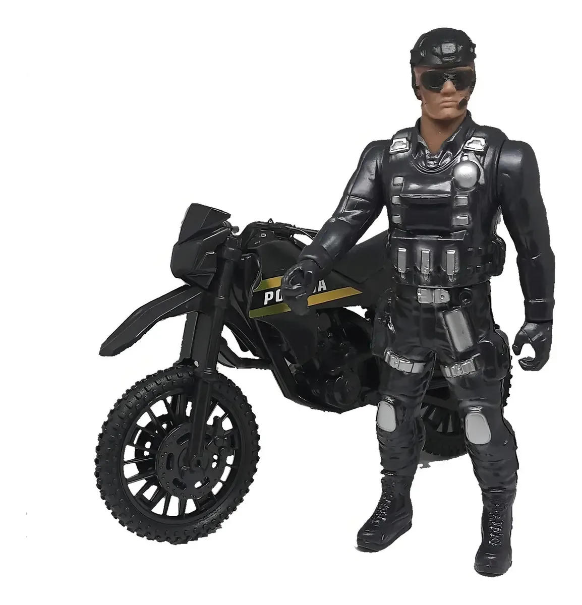 Kit Boneco Action Figure Soldado Policial Exercito Moto Bs
