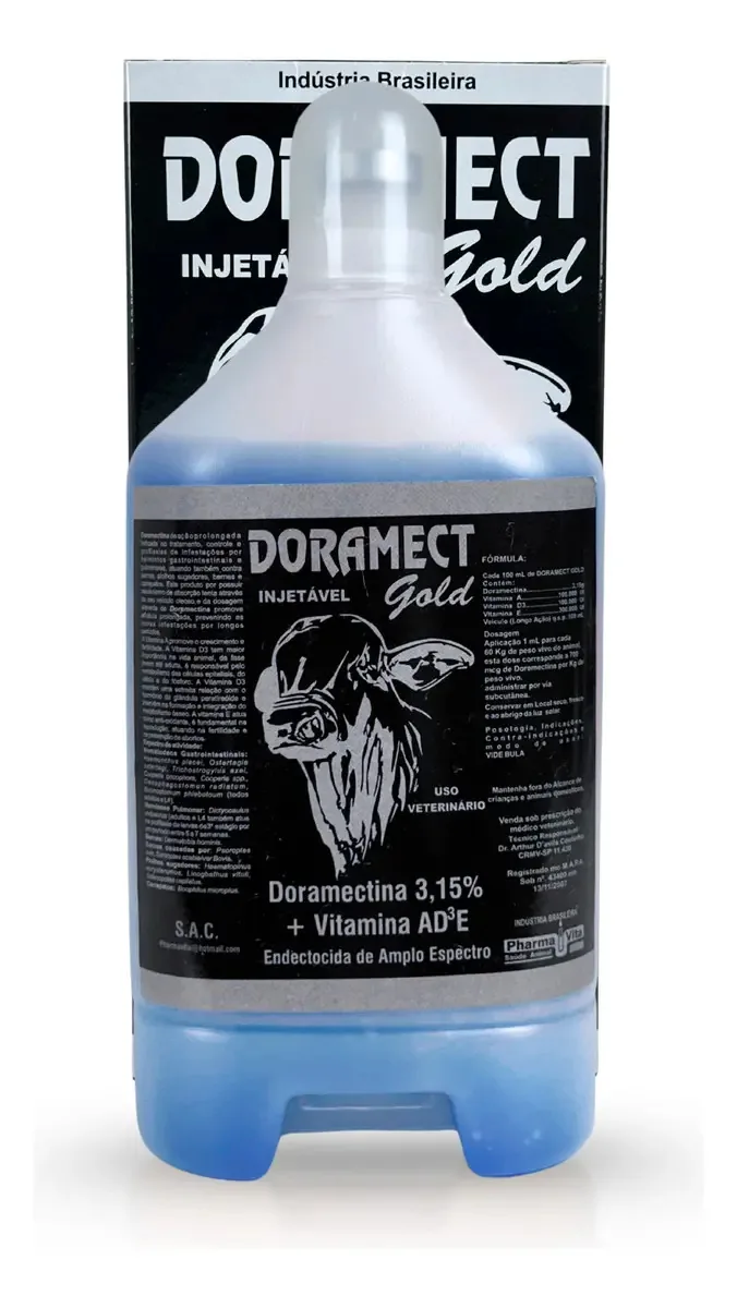 Doramectina Injetável 500ml Bovinos Suínos Endectocida