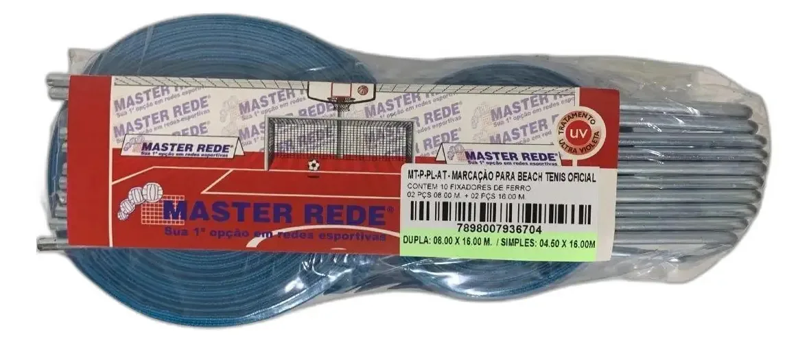 Marcação Beach Tennis C/fixadores Reforçado Poliester Azul