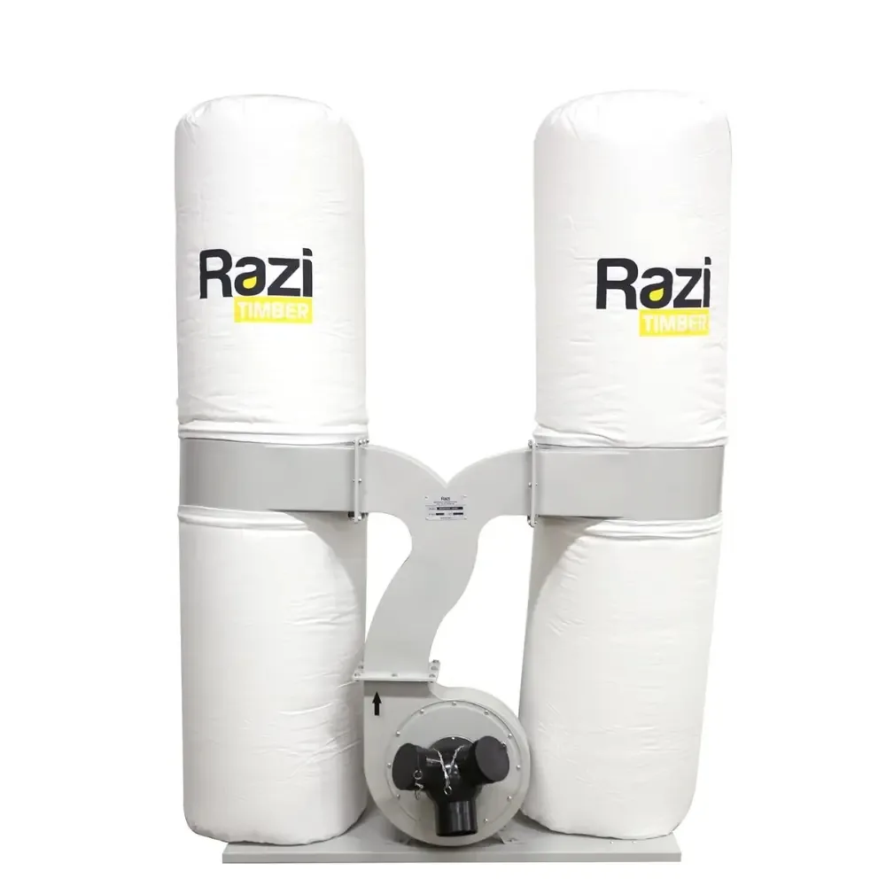 Coletor De Pó Razi 3cv Industrial 307l, 3 Entradas 100mm, 40m³/min Com Rodízios E 2 Reservatórios
