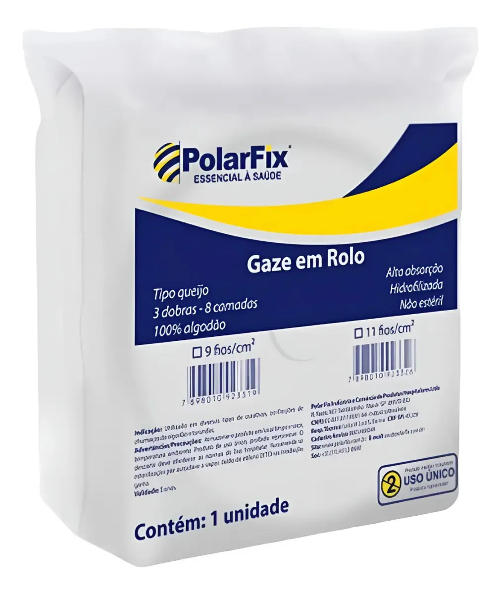 Gaze Hidrofila Em Rolo 09f. Tipo Queijo - Polar Fix Cor Branco