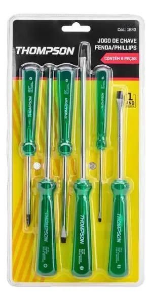 Chave Fenda/phillips 6 Peças Verde Thompson