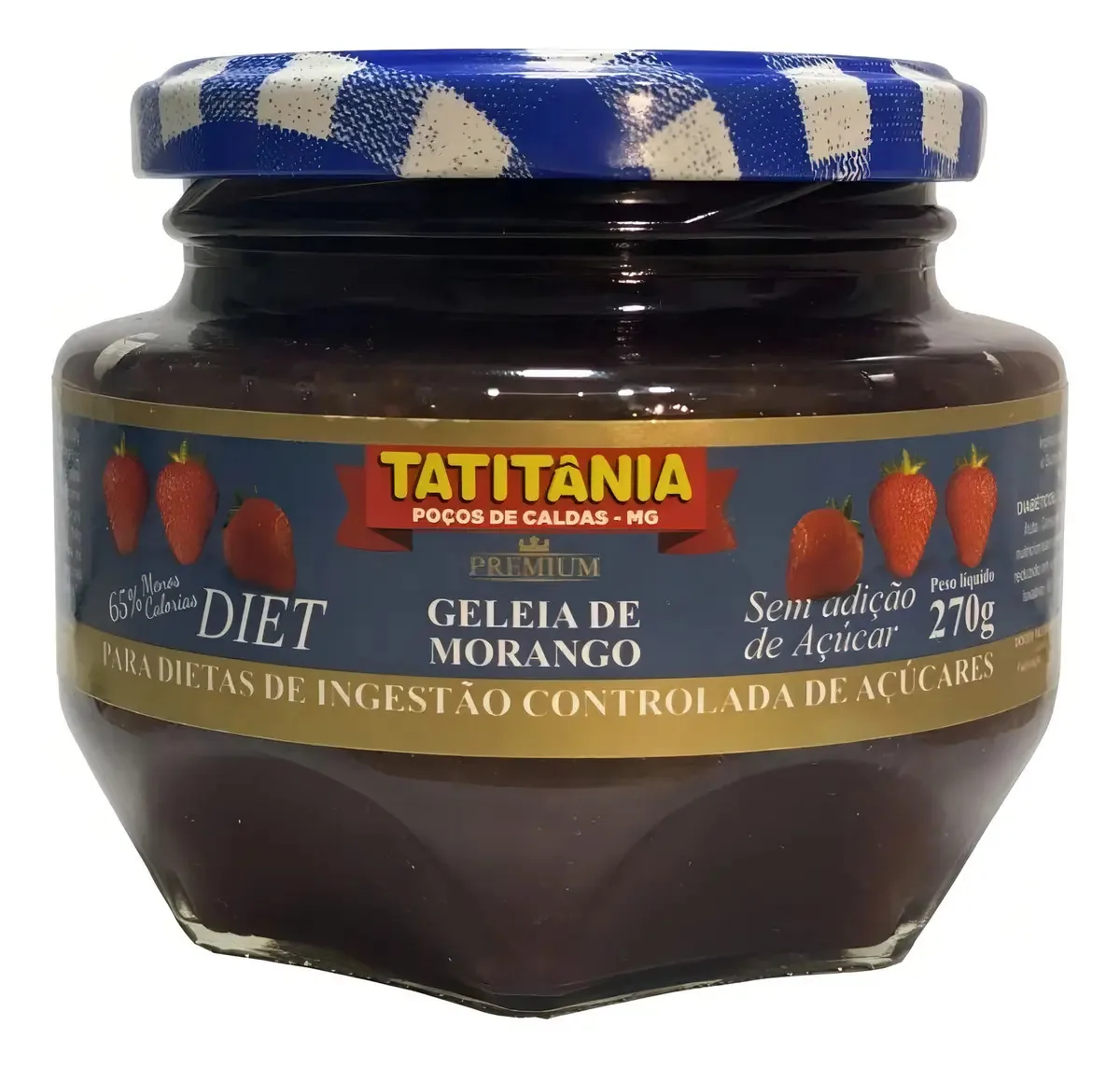 Vidro Geleia Diet Morango 270g - Tatitânia