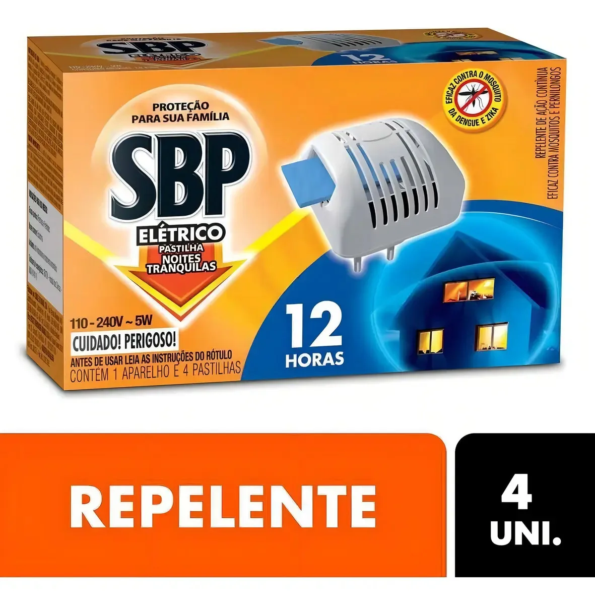 Inseticida Sbp Elet 12h 1aparelho 4refil 1x1 2466 | Repelente Sbp Aparelhoelho C/4past
