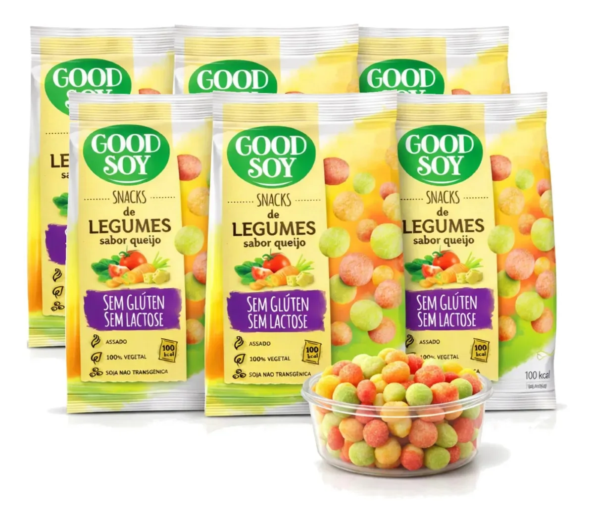 Kit 6 Snacks De Soja Goodsoy S/ Gluten Legumes E Queijo 25g