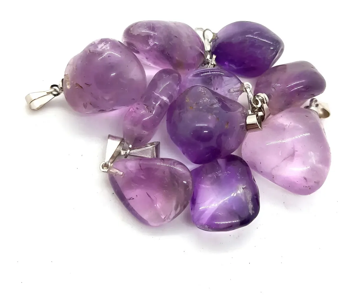Kit 10 Pingentes de Ametista Natural Violeta para Joias Mandala