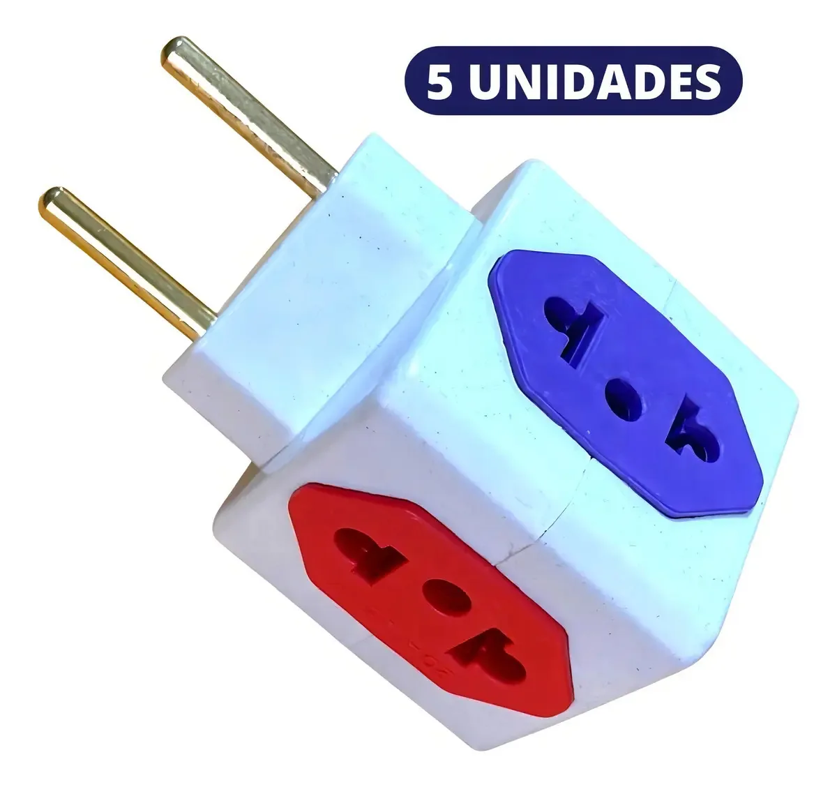 Kit com 5 Adaptadores de Tomada Benjamin para 4 Saídas Coloridas