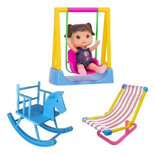 Boneca Lolinha No Parquinho Com Balanço E Acessórios