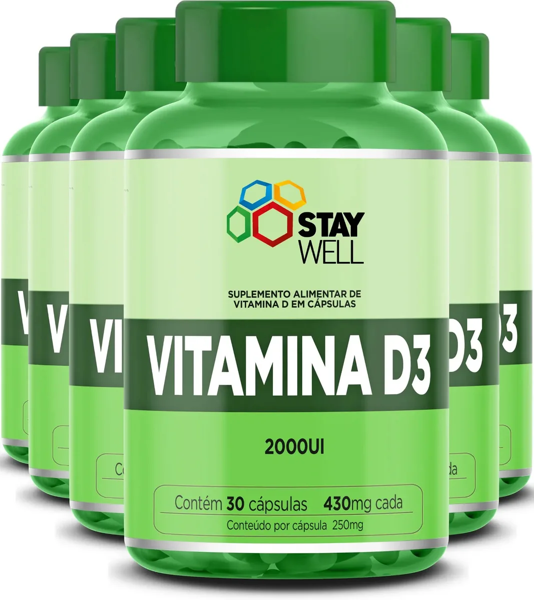 6 Unidades Da Vitamina D3 Super Concentrada E Alta Absorção 50mcg 2000ui Com Insumos Importadas Capsúlas Softgel - 180 Doses