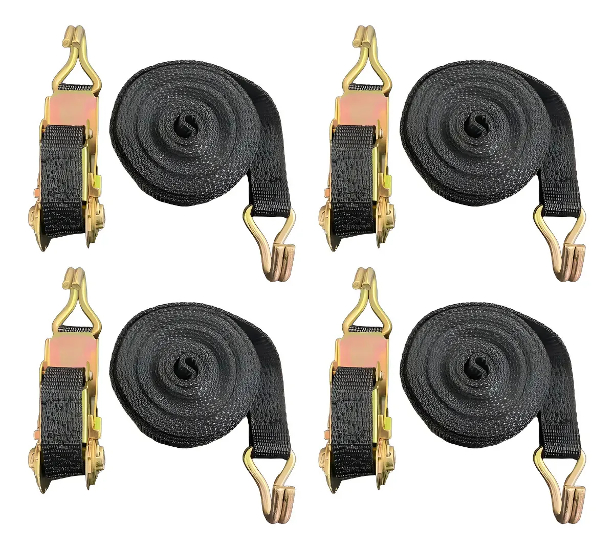 Kit 4 Cintas de Amarração com Catraca 4m 800kg Preto Canvas Brasil
