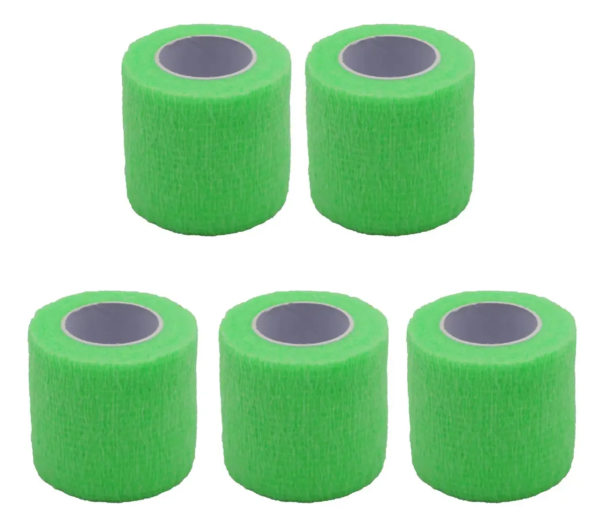 Kit 5 Bandagens Látex 5cmx2m (5cmx4,50m Esticado) Cor Verde-claro