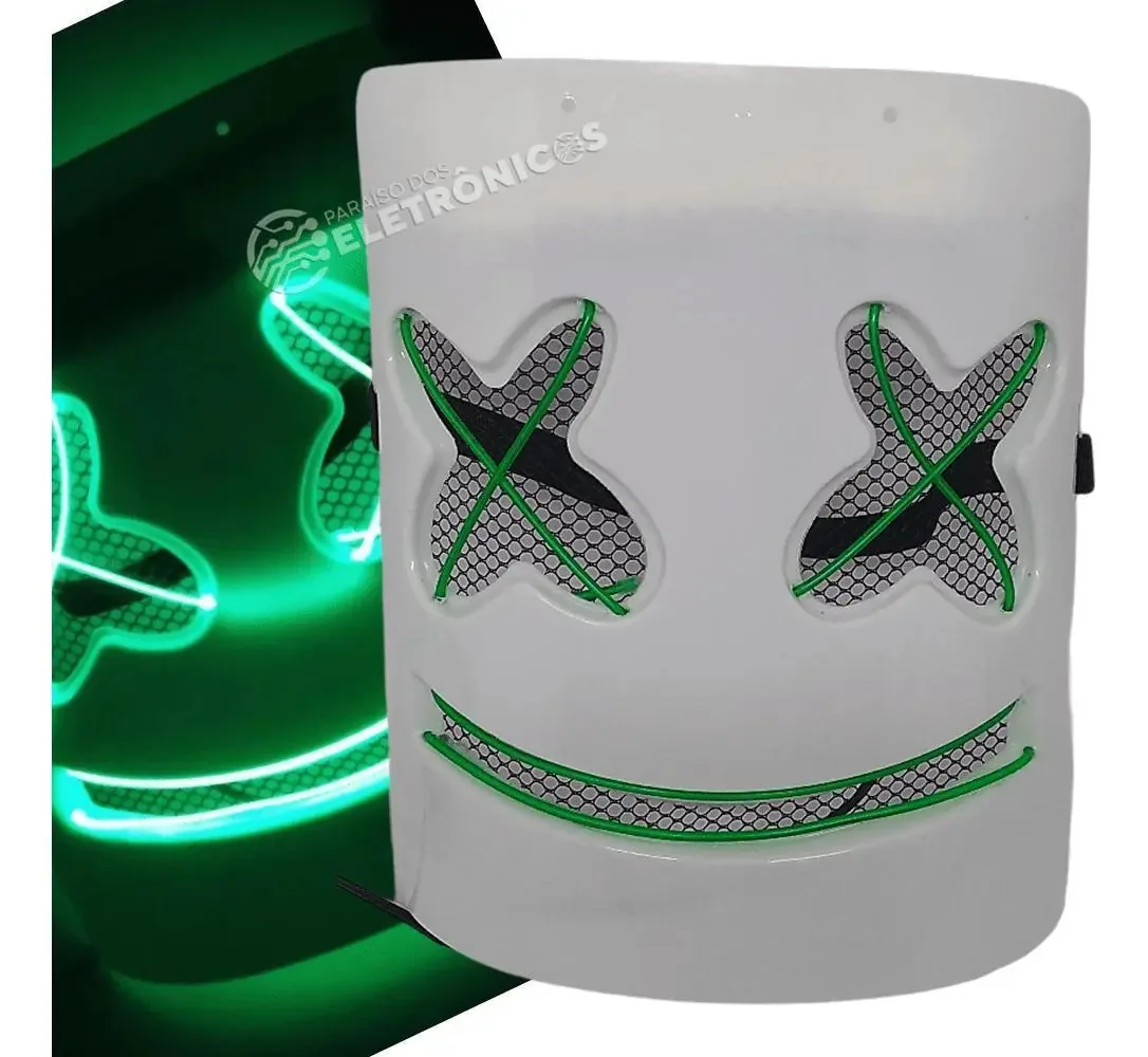 Máscara Marshmallow Led Neon Fantasia Halloween Cosplay