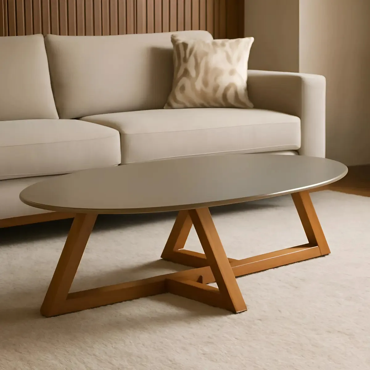 Mesa De Centro Oval Classic Gianduia E Nature