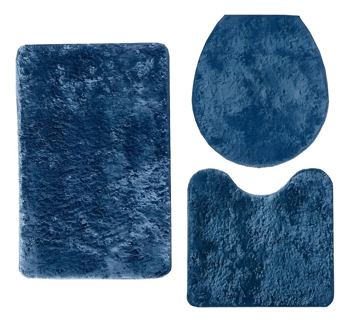 Jogo de Tapetes Banheiro Azul Jeans Antiderrapante Marca Tapetes Oásis