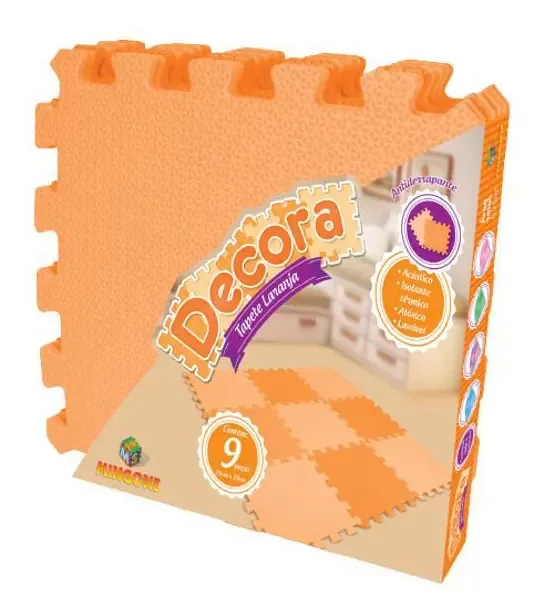 Tapete Liso Laranja 9 Peças Linha Decora