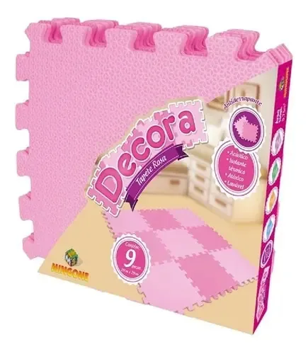 Tapete Eva Infantil Rosa 9 Peças 29x29cm Decora 193 Mingone